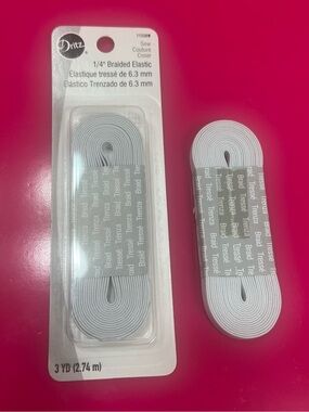Dritz 1/4" Braided Elastic (Item 11338W) 2 rolls